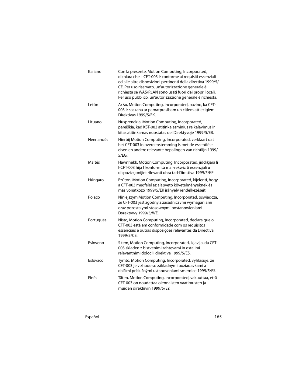 Motion Computing J3400 MDC001 User Manual | Page 165 / 183