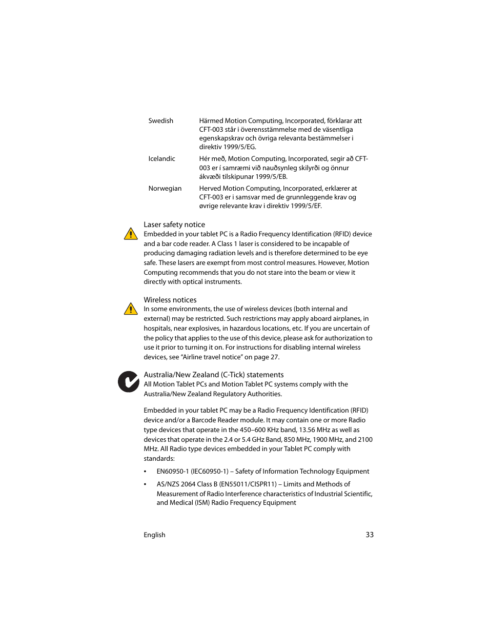Motion Computing J3400 MDC001 User Manual | Page 33 / 183