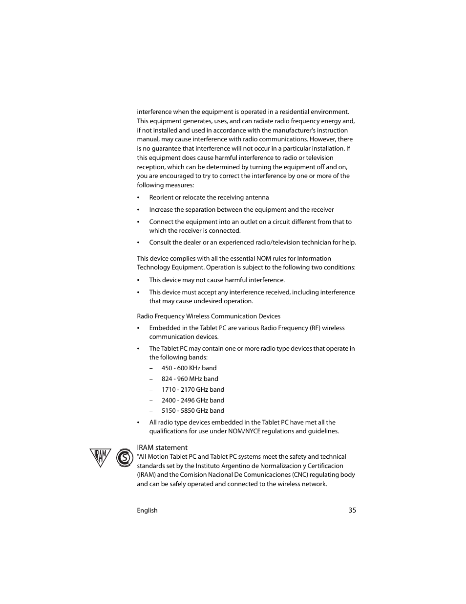 Motion Computing J3400 MDC001 User Manual | Page 35 / 183