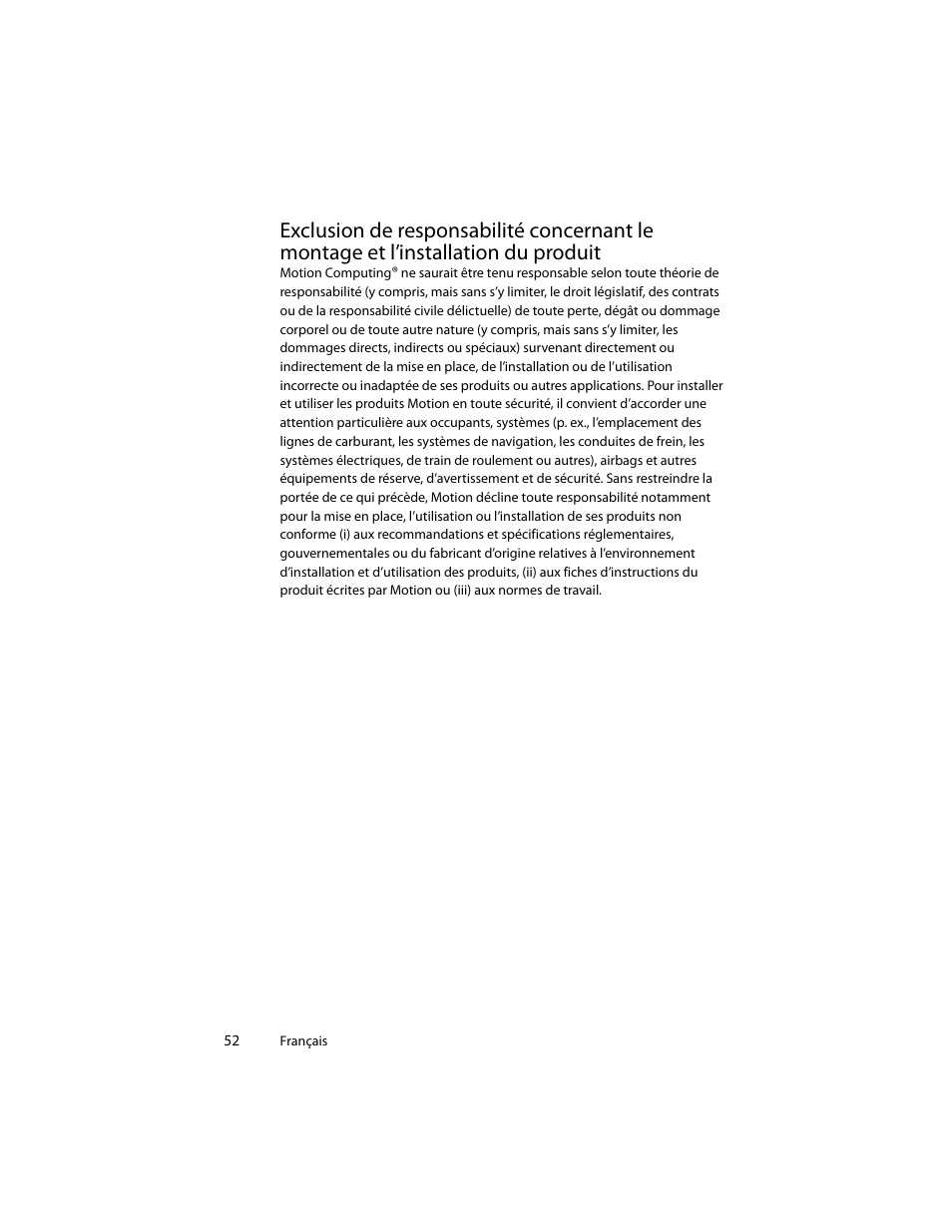 Produit | Motion Computing J3400 MDC001 User Manual | Page 52 / 183