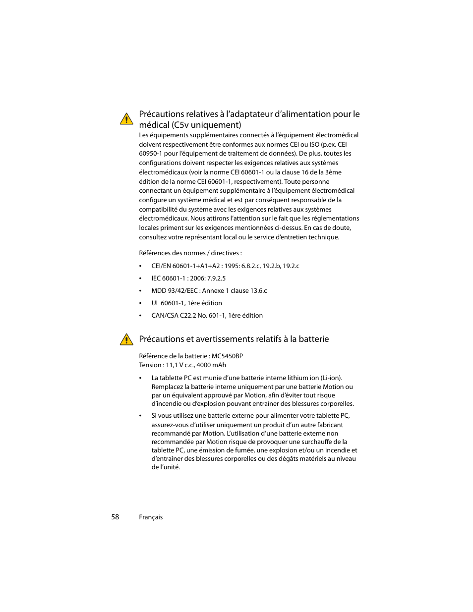 C5v uniquement) | Motion Computing J3400 MDC001 User Manual | Page 58 / 183