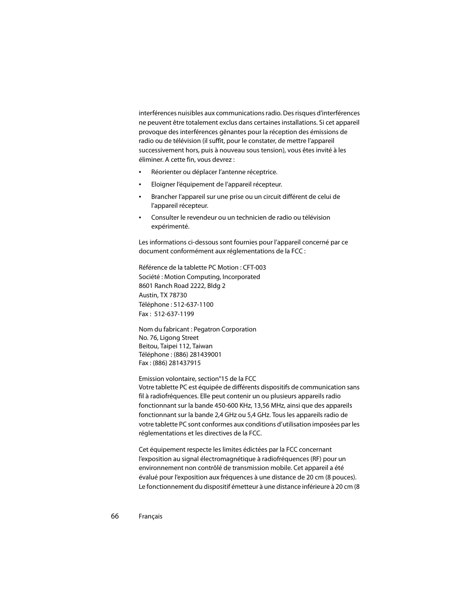 Motion Computing J3400 MDC001 User Manual | Page 66 / 183