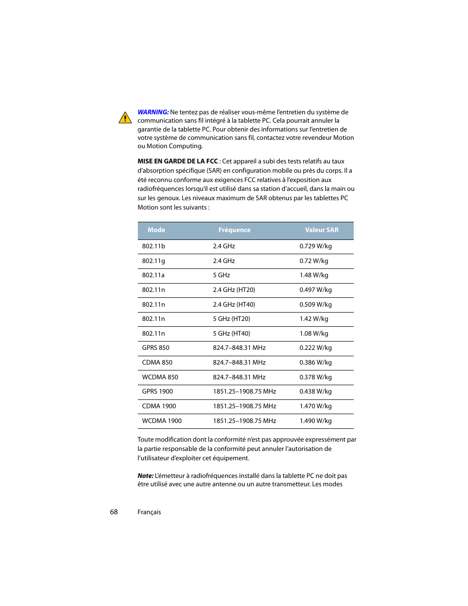 Motion Computing J3400 MDC001 User Manual | Page 68 / 183