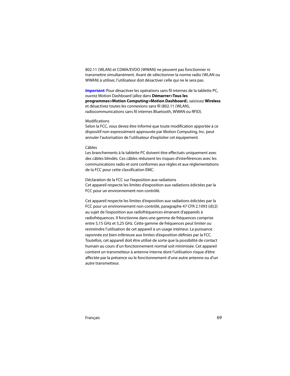 Motion Computing J3400 MDC001 User Manual | Page 69 / 183