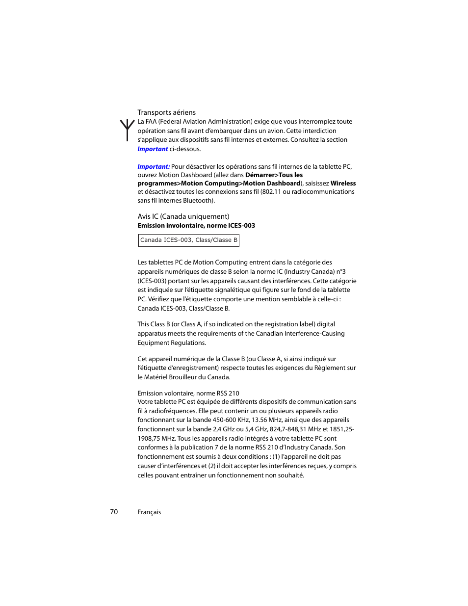 Motion Computing J3400 MDC001 User Manual | Page 70 / 183