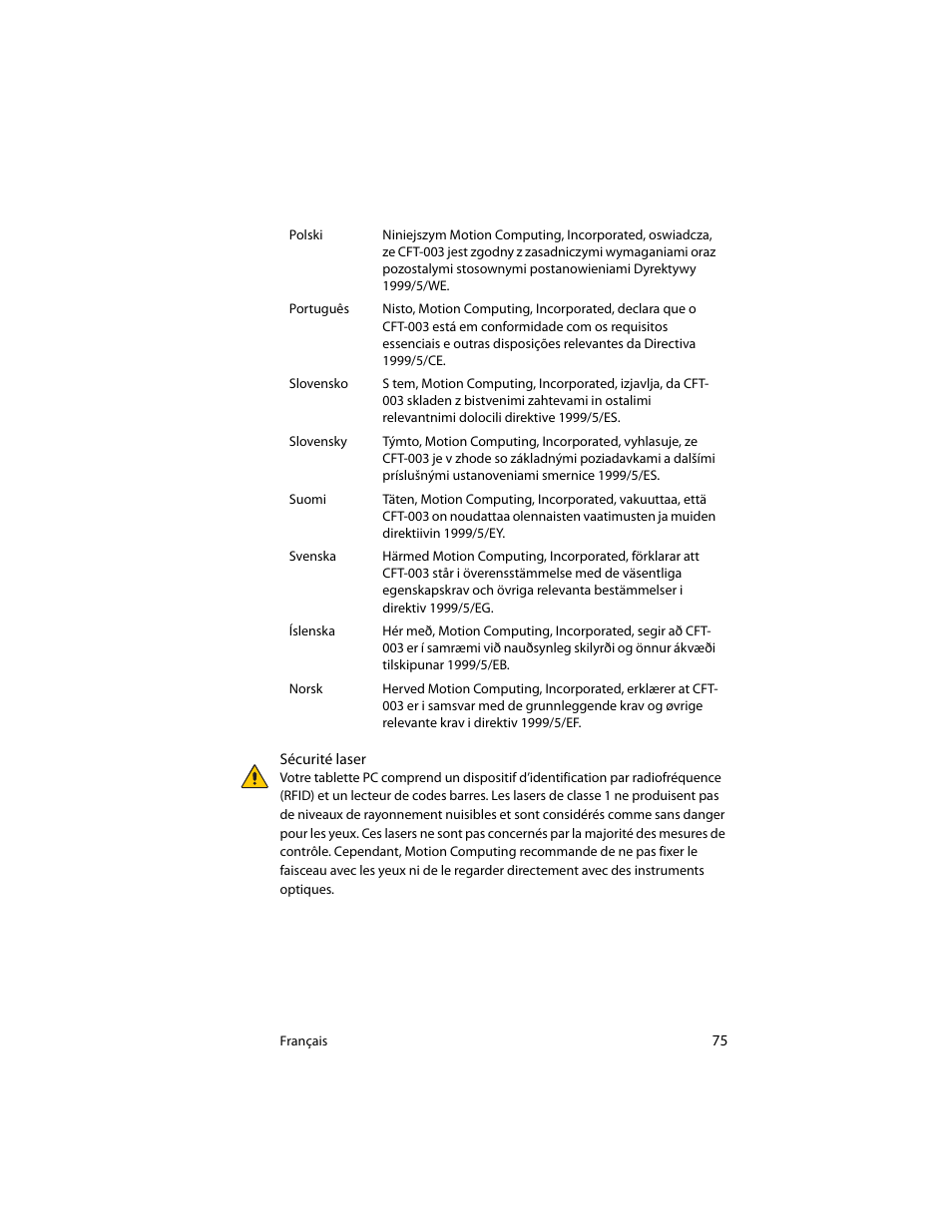 Motion Computing J3400 MDC001 User Manual | Page 75 / 183