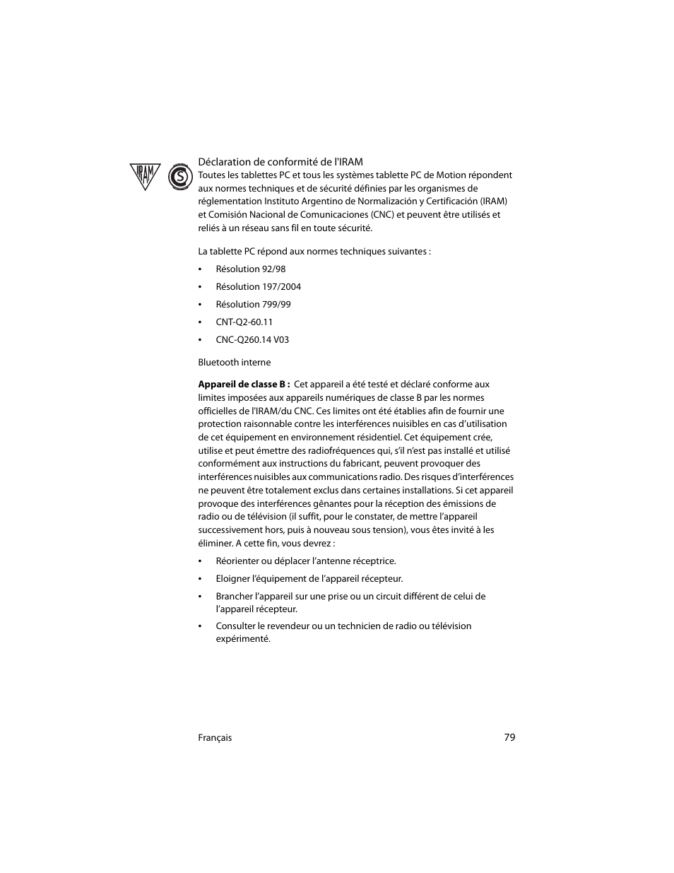 Motion Computing J3400 MDC001 User Manual | Page 79 / 183