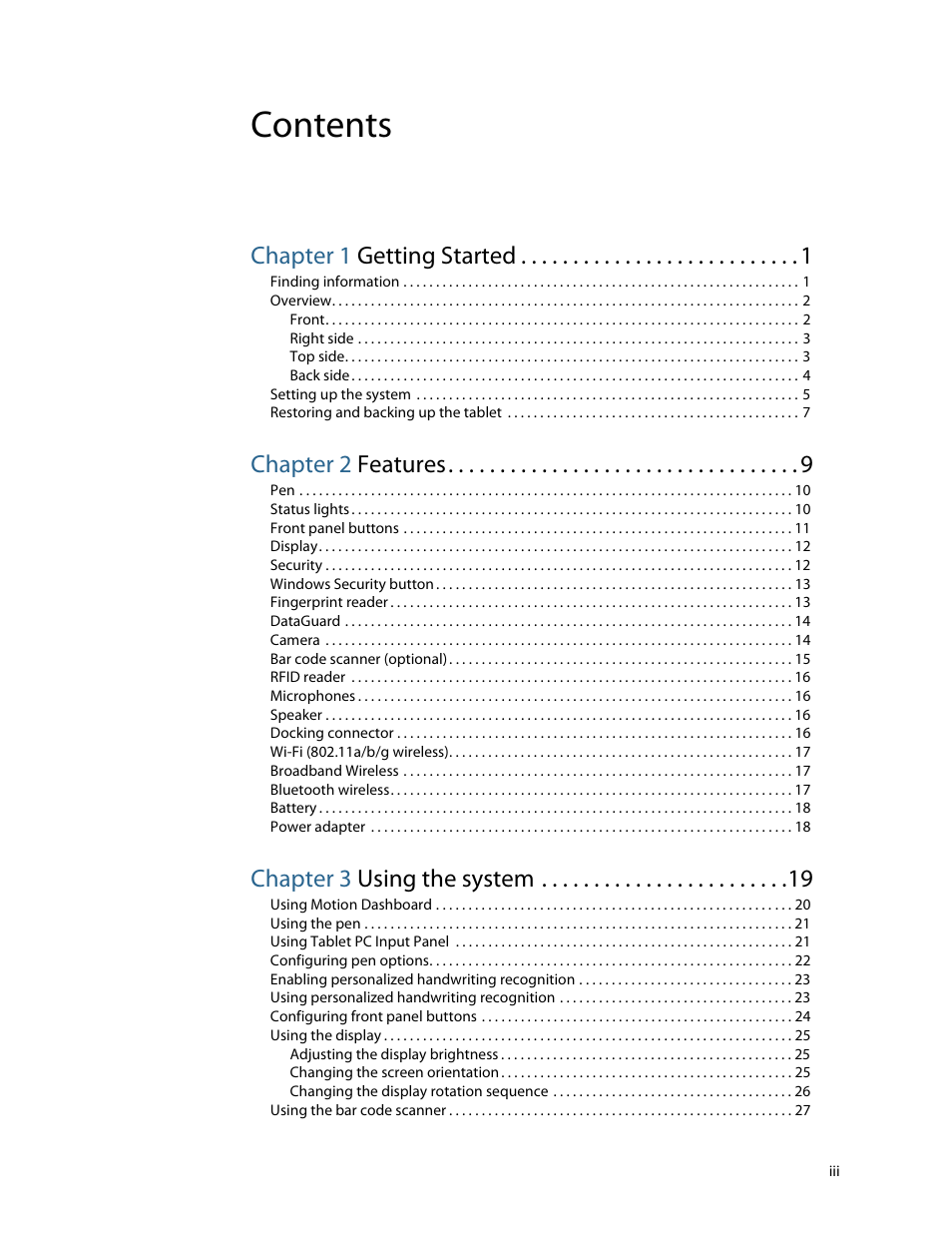 Motion Computing MOTION C5 User Manual | Page 3 / 86