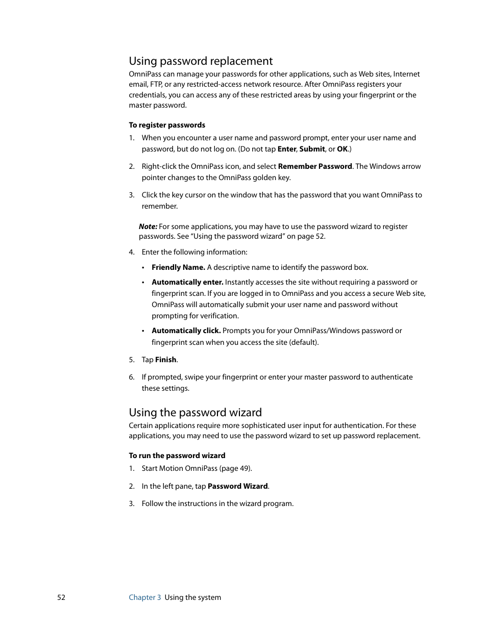 Using password replacement, Using the password wizard | Motion Computing MOTION C5 User Manual | Page 60 / 86