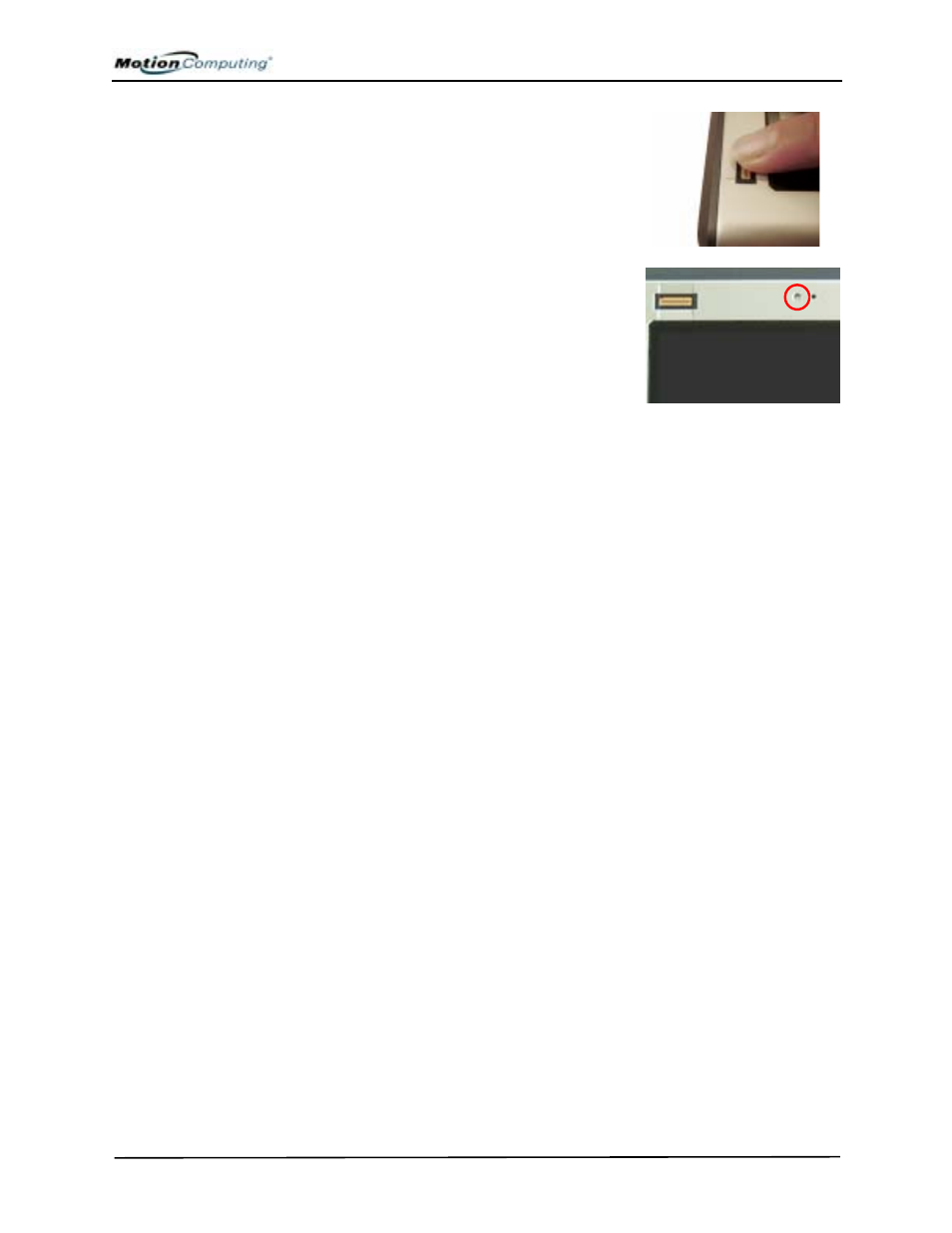 Fingerprint reader, Ambient light sensor (als), Speak anywhere technology | Pc card slot | Motion Computing M1400 User Manual | Page 23 / 105