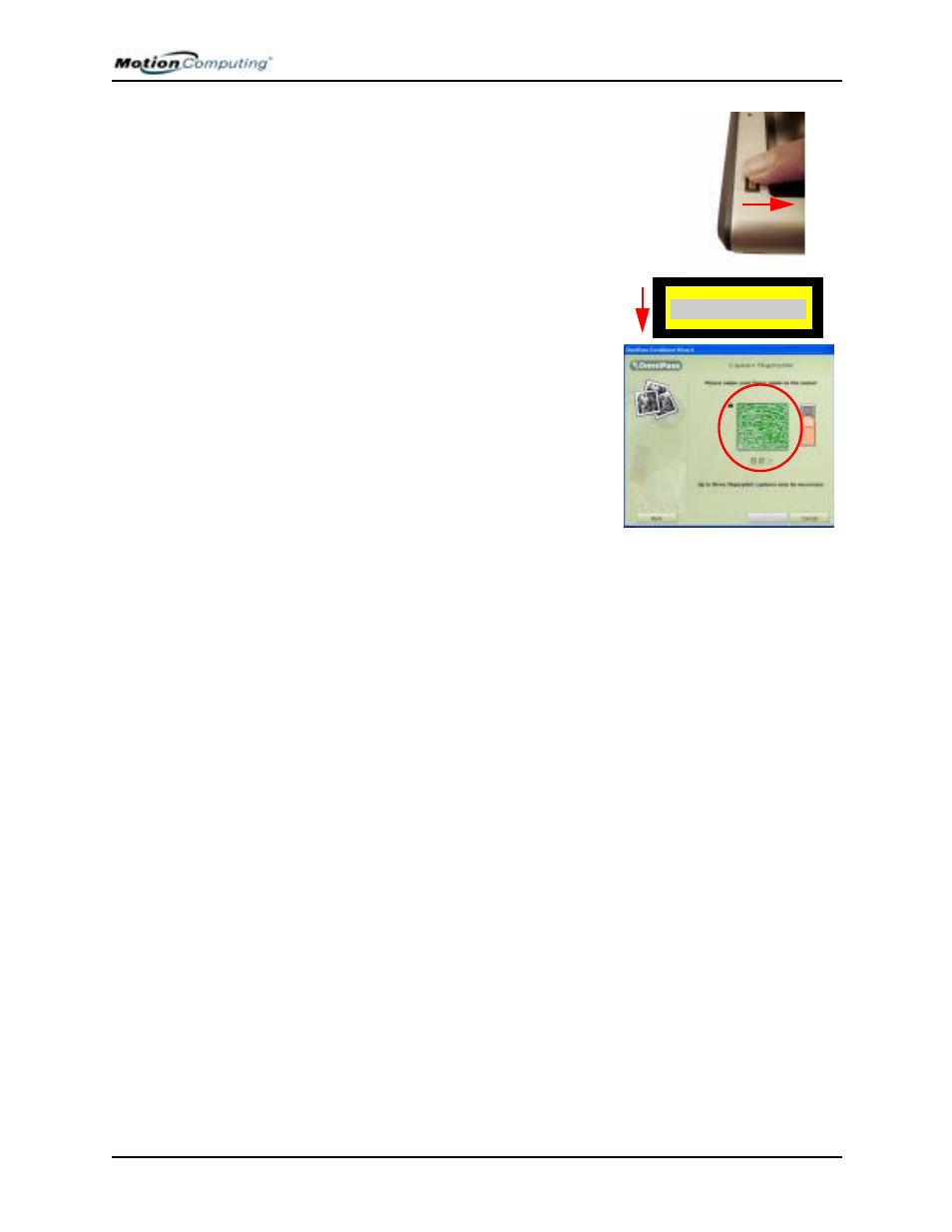 Capturing your fingerprint | Motion Computing M1400 User Manual | Page 85 / 105