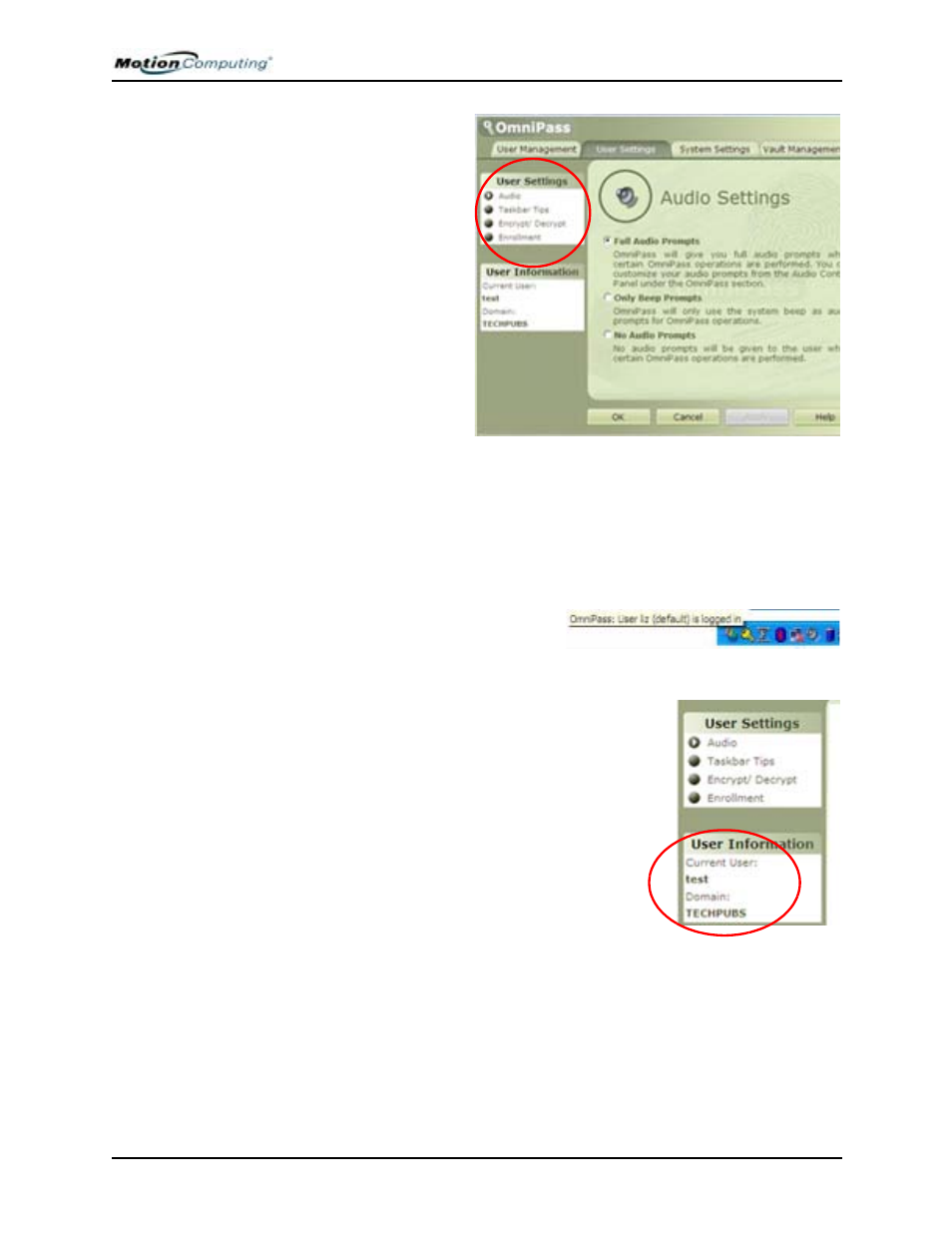 Checking logon status, Replacing password logons | Motion Computing M1400 User Manual | Page 88 / 105