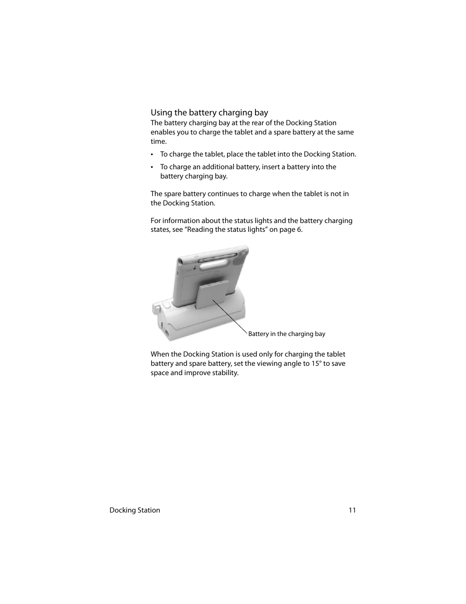 Using the battery charging bay | Motion Computing MotionTM C5 User Manual | Page 19 / 78