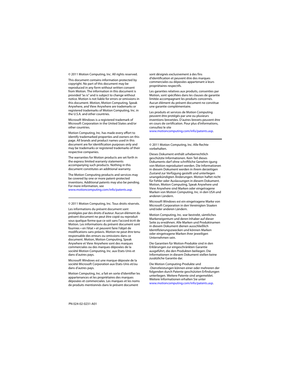 Motion Computing MotionTM C5 User Manual | Page 2 / 78