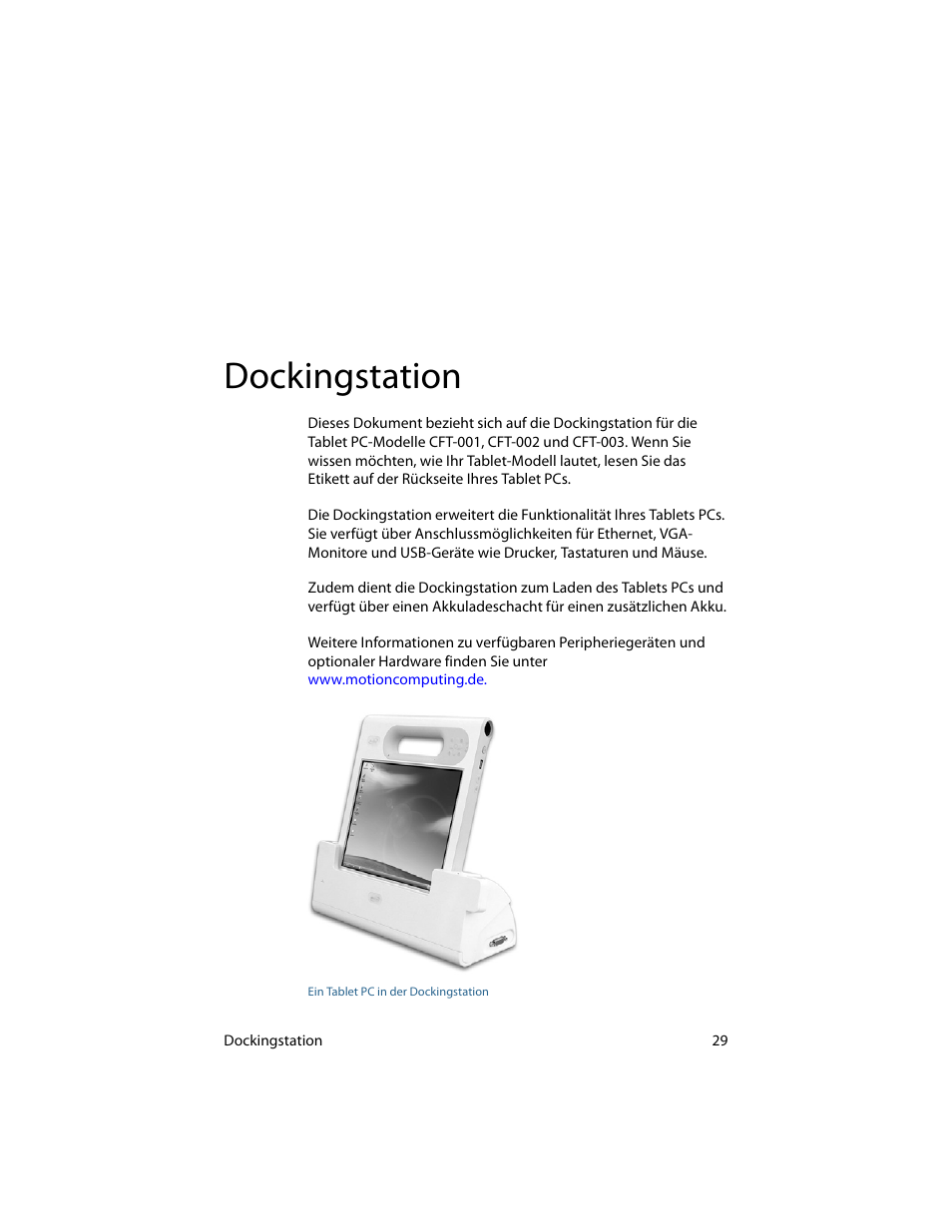 Dockingstation | Motion Computing MotionTM C5 User Manual | Page 37 / 78