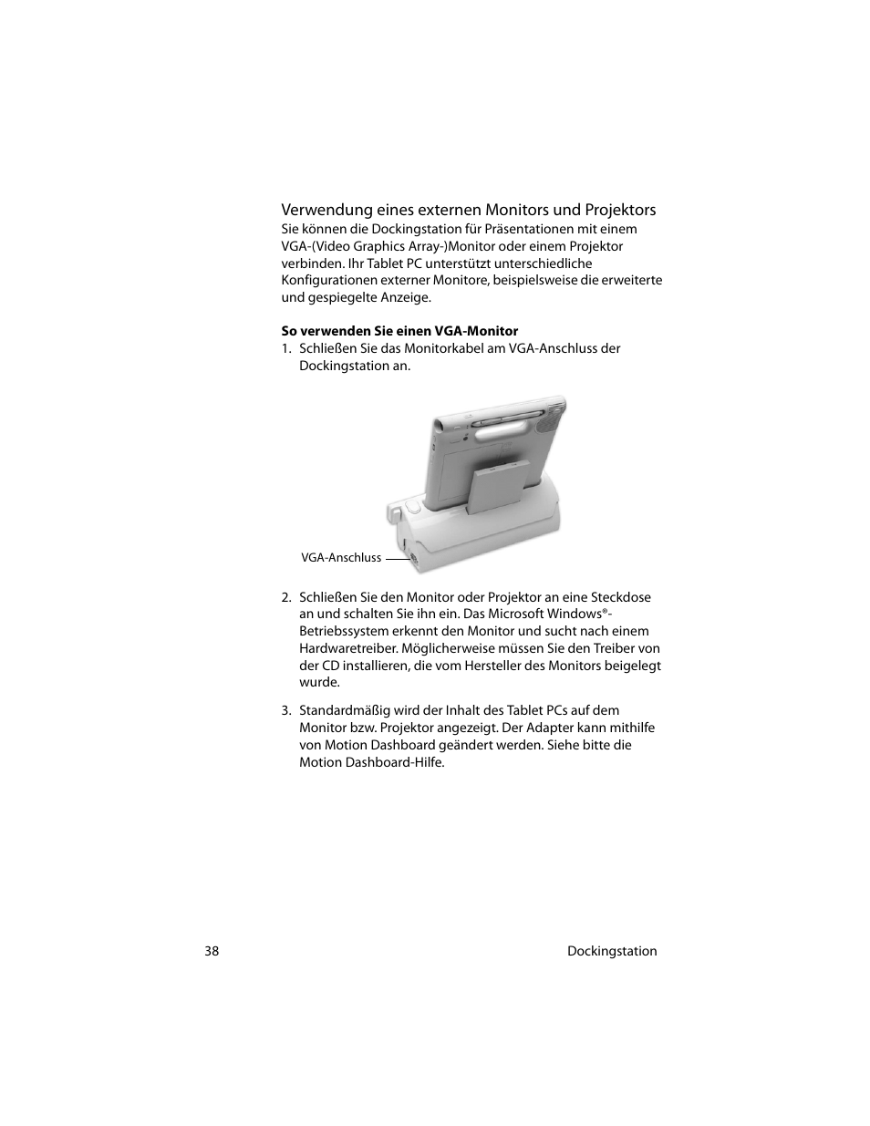 Verwendung eines externen monitors und projektors | Motion Computing MotionTM C5 User Manual | Page 46 / 78