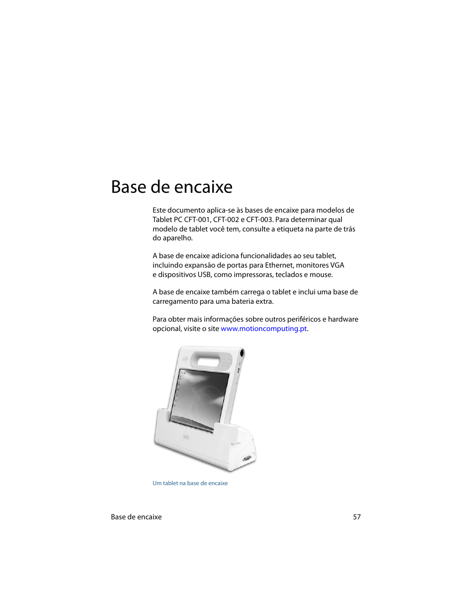 Base de encaixe | Motion Computing MotionTM C5 User Manual | Page 65 / 78