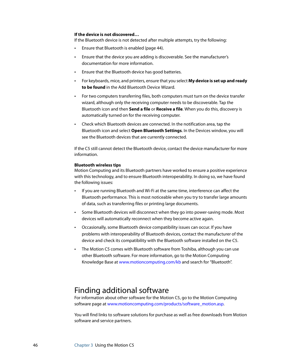 Finding additional software | Motion Computing C5 User Manual | Page 48 / 66