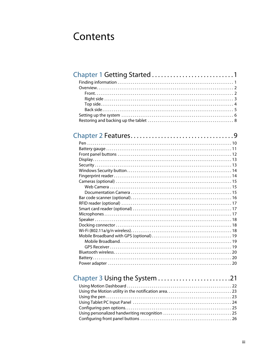 Motion Computing F5 User Manual | Page 3 / 78