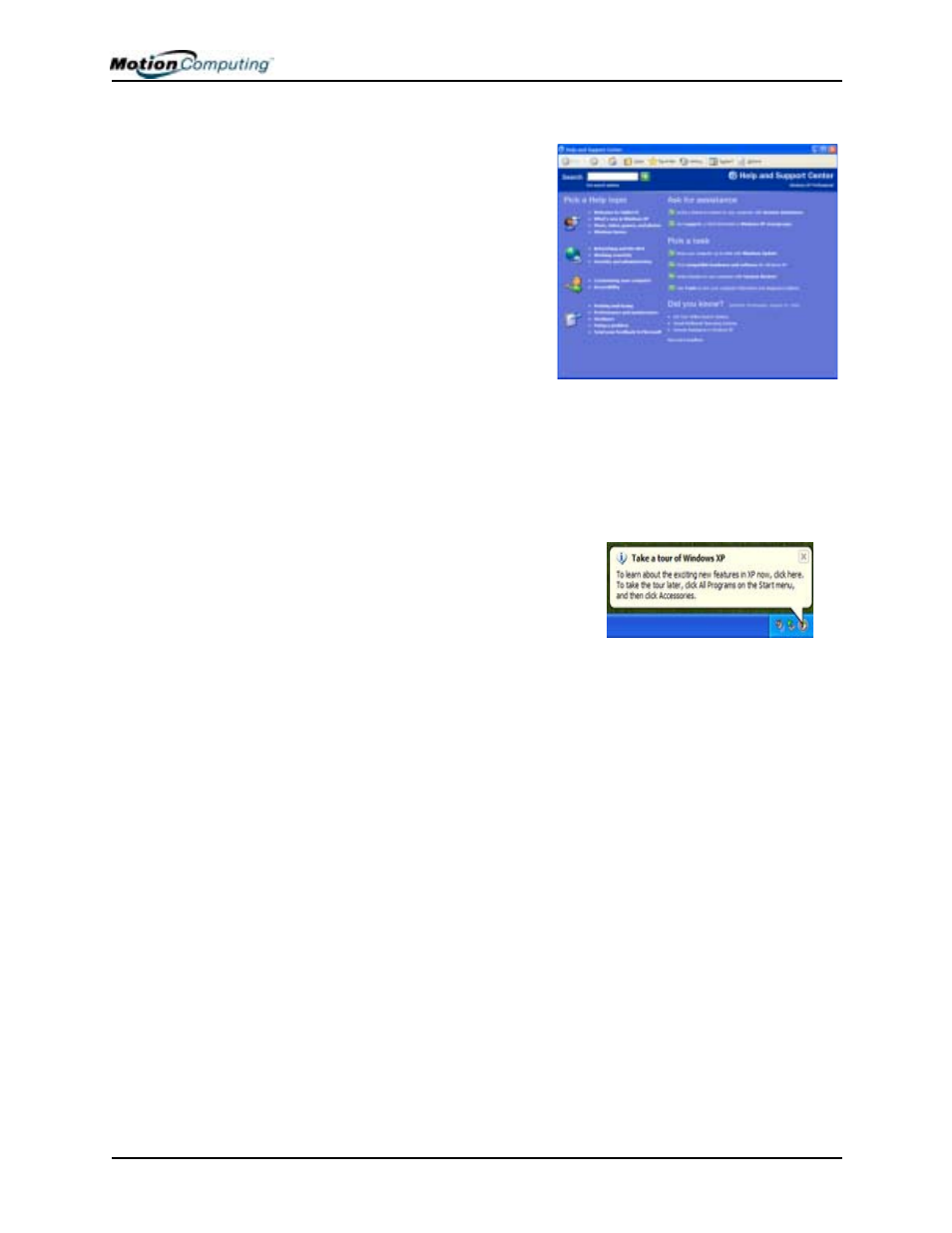 Did you know section, Take a tour of windows xp | Motion Computing M1200 User Manual | Page 13 / 84