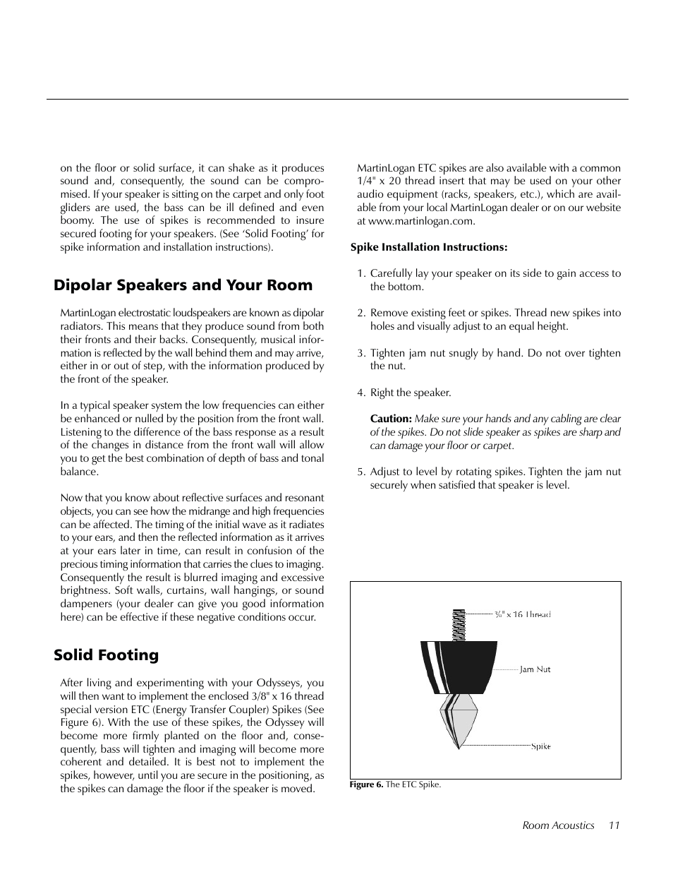 Dipolar speakers and your room, Solid footing | MartinLogan Odyssey User Manual | Page 11 / 28