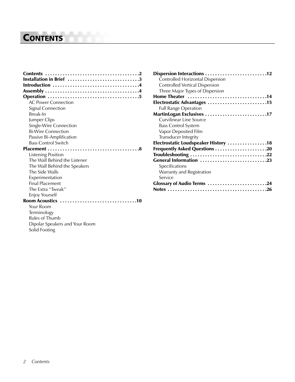 MartinLogan Odyssey User Manual | Page 2 / 28