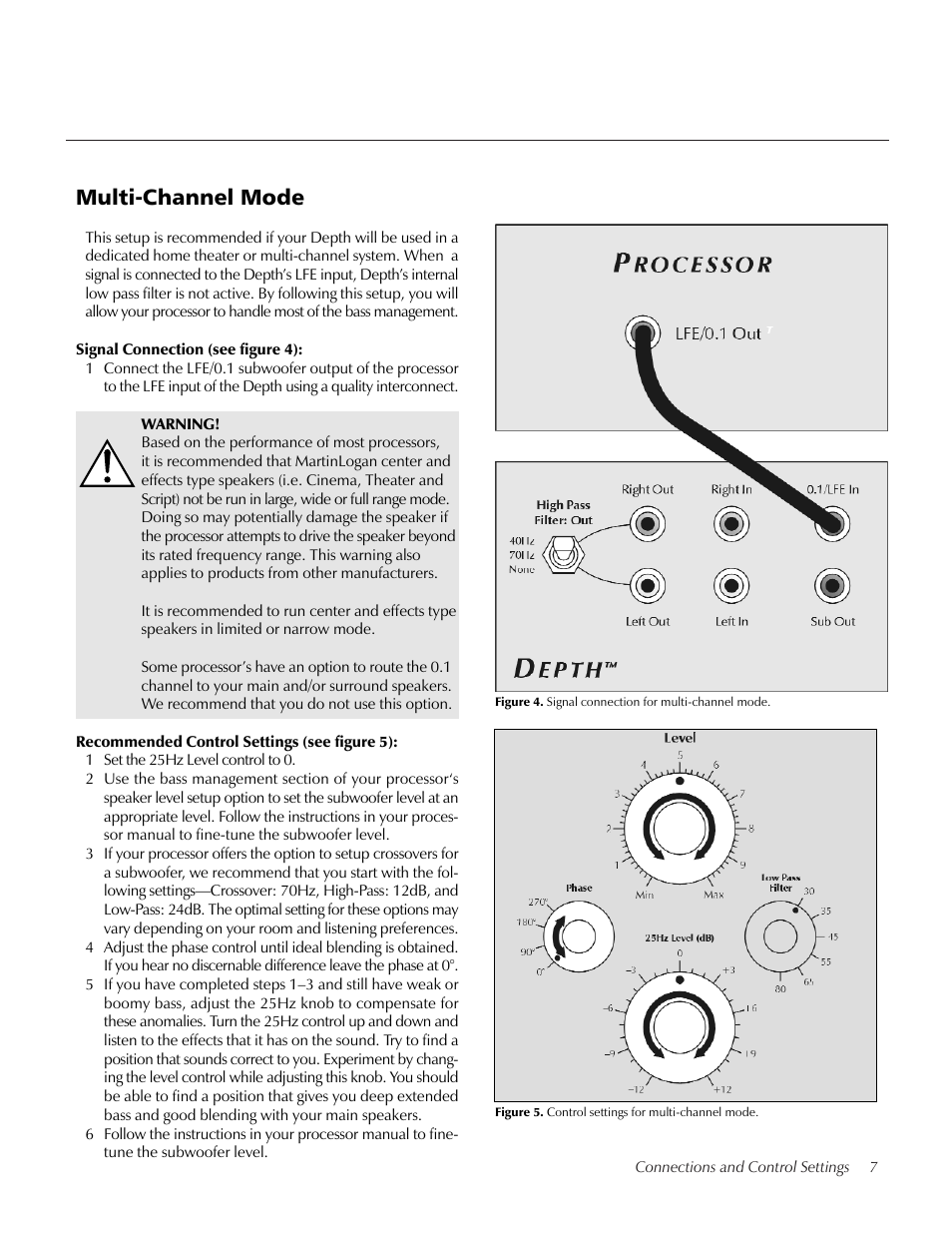 Multi-channel mode | MartinLogan Depth subwoofer User Manual | Page 7 / 24