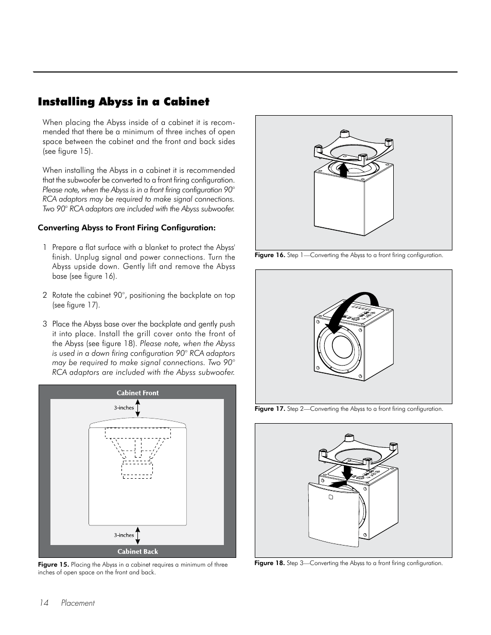 Installing abyss in a cabinet | MartinLogan Speaker User Manual | Page 14 / 24