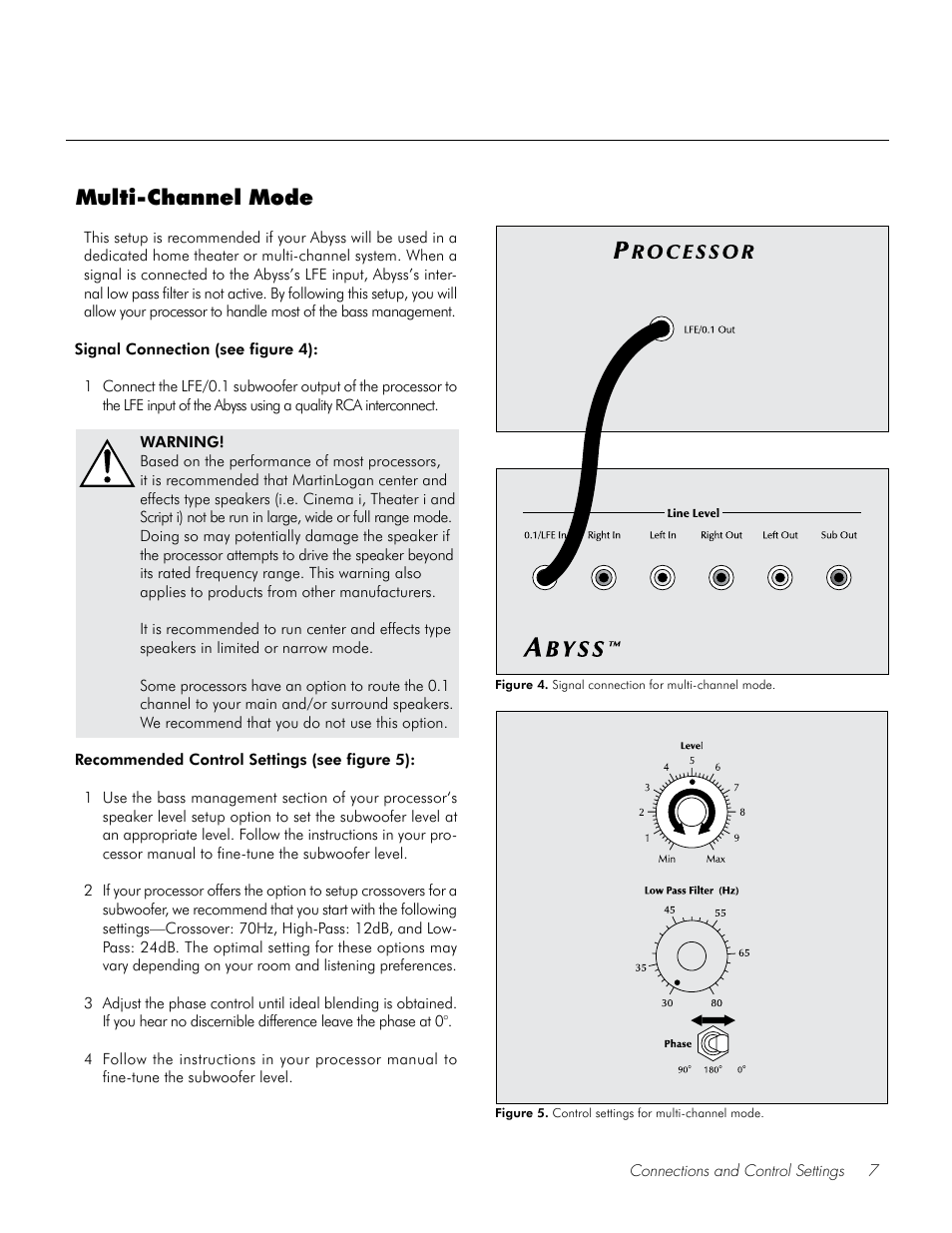 Multi-channel mode | MartinLogan Speaker User Manual | Page 7 / 24
