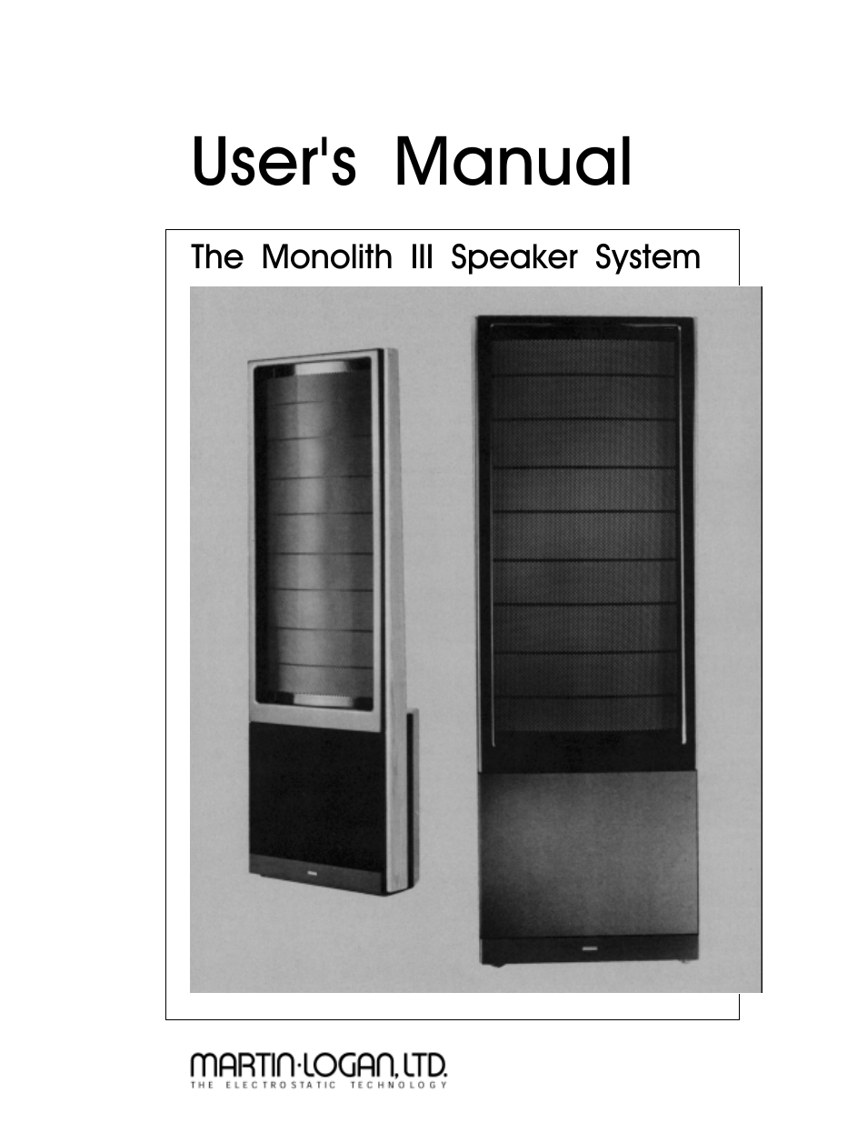 MartinLogan Monolith III User Manual | 32 pages