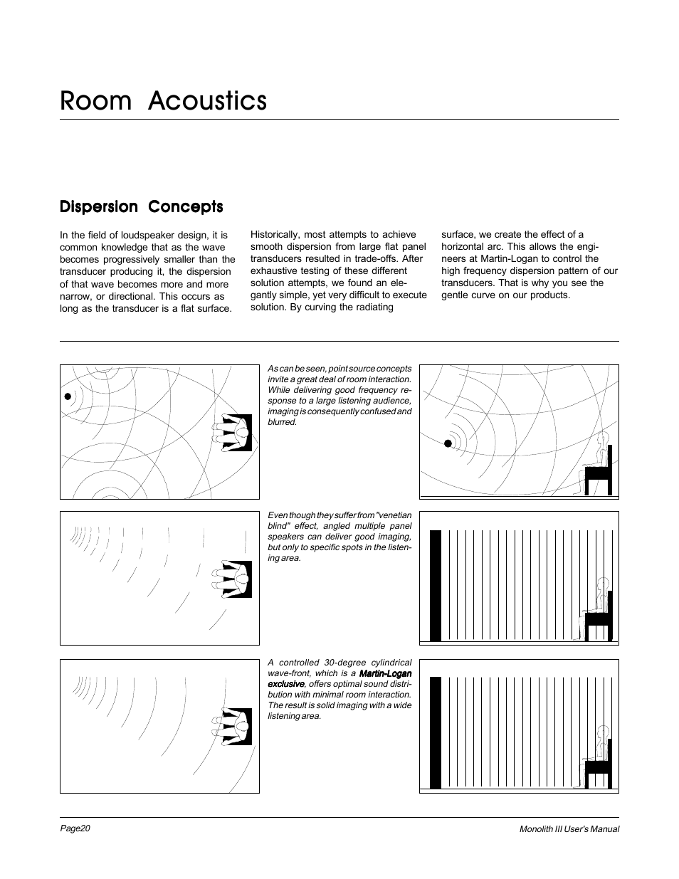 Dispersion concepts, Room acoustics | MartinLogan Monolith III User Manual | Page 20 / 32