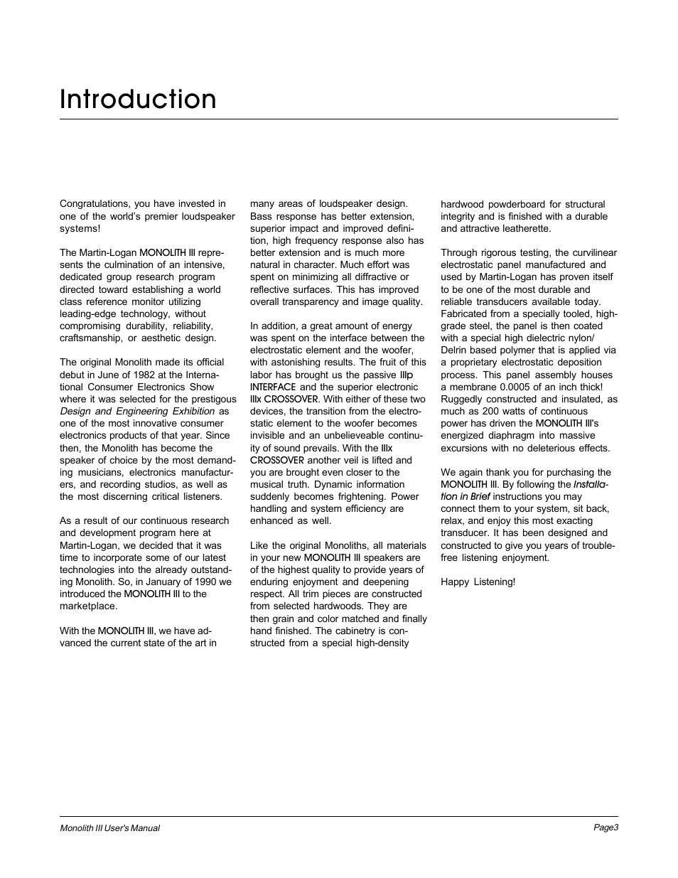 Introduction | MartinLogan Monolith III User Manual | Page 3 / 32