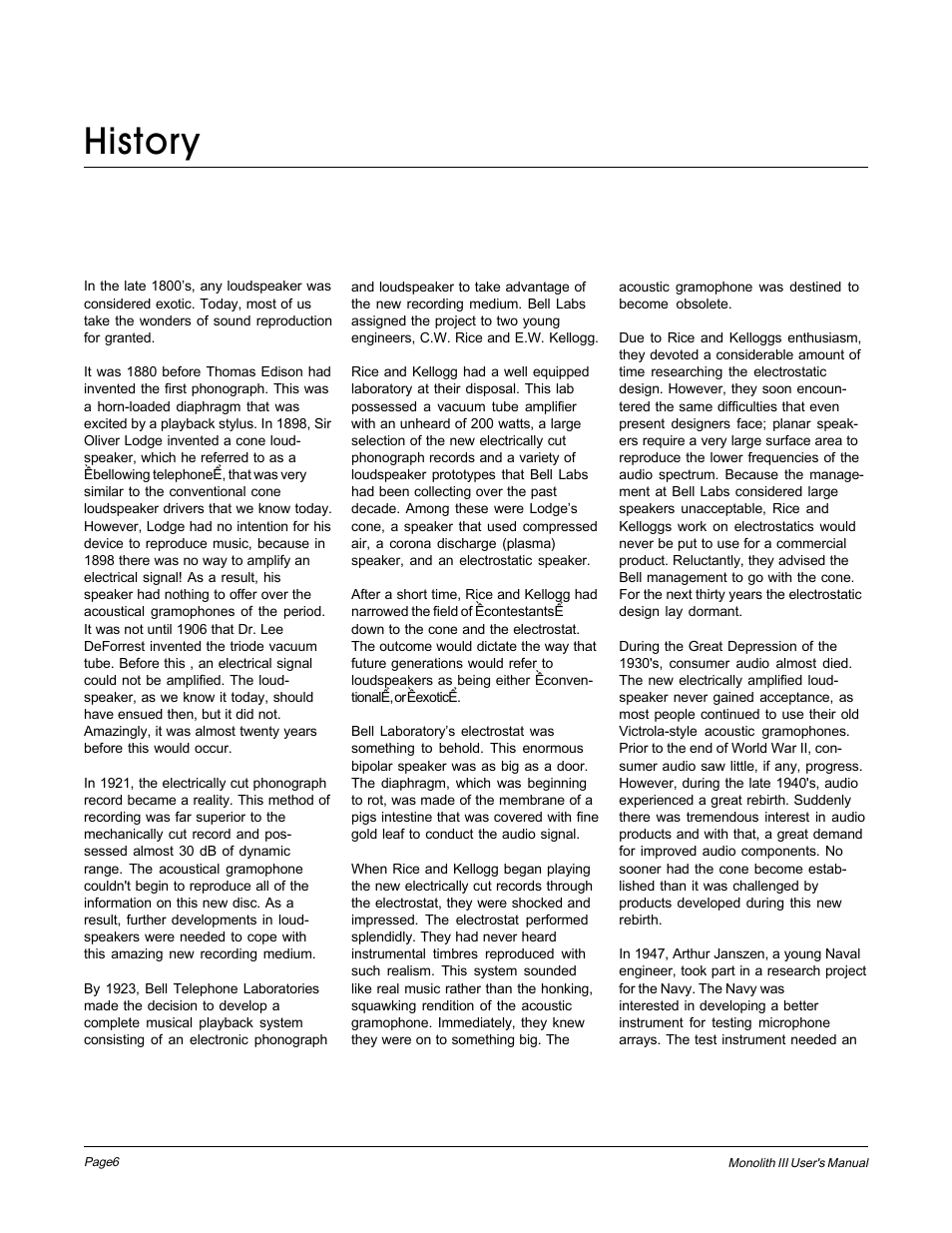 History | MartinLogan Monolith III User Manual | Page 6 / 32