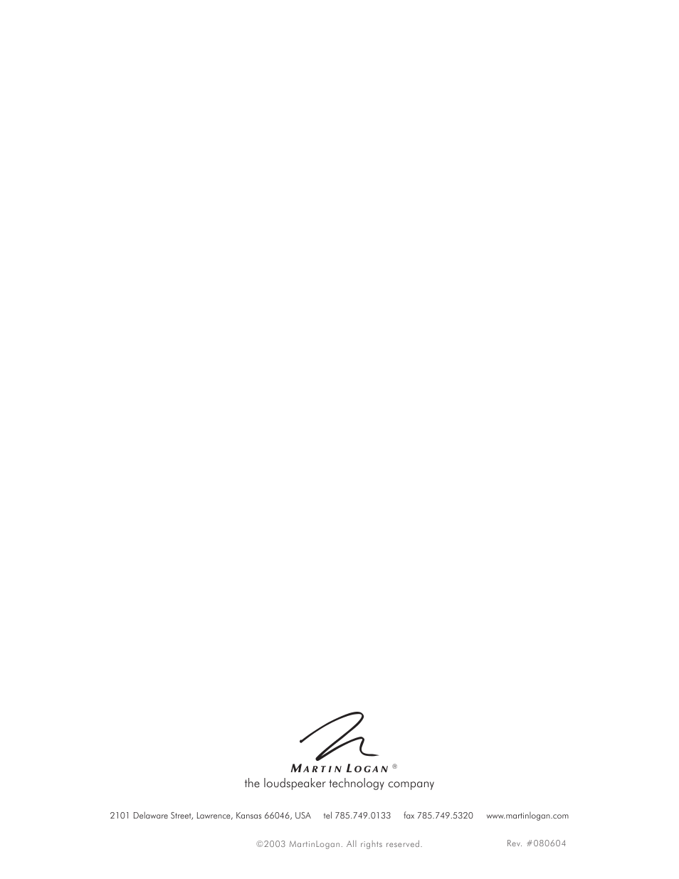 Back cover, The loudspeaker technology company | MartinLogan Vignette On-Wall/Off-Wall Loudspeaker User Manual | Page 20 / 20