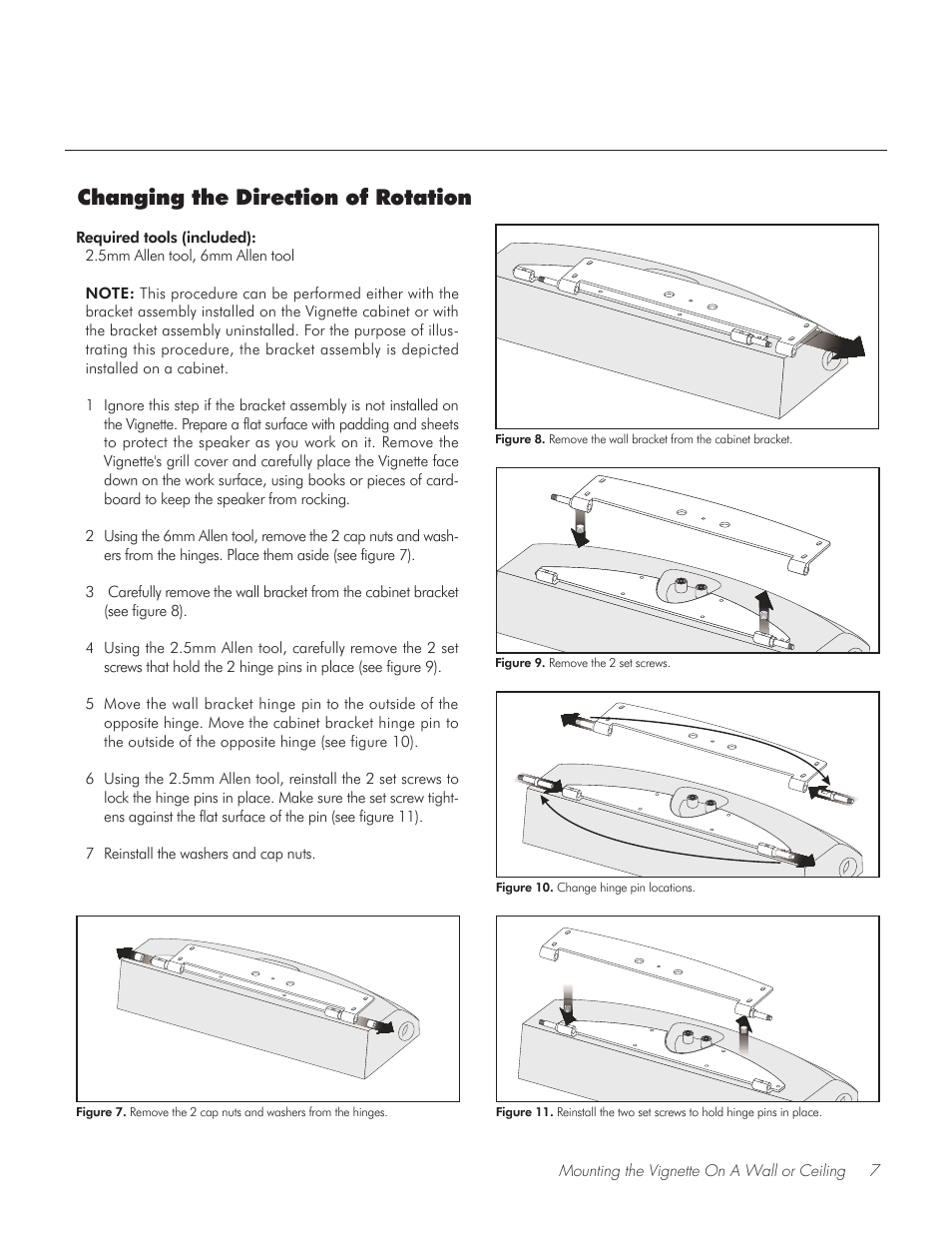 Changing the direction of rotation | MartinLogan Vignette On-Wall/Off-Wall Loudspeaker User Manual | Page 7 / 20
