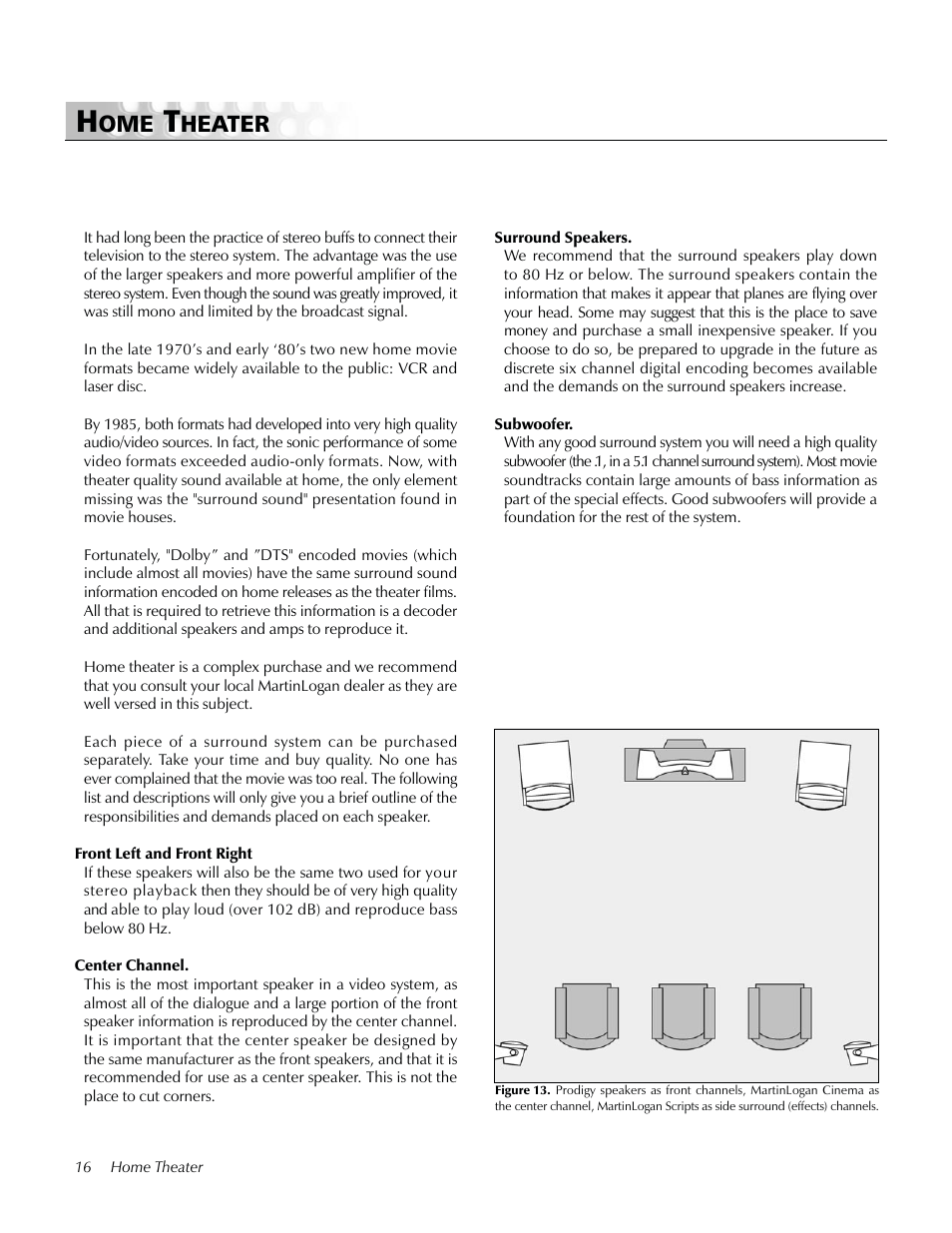 Home theater, Heater | MartinLogan Prodigy User Manual | Page 16 / 28