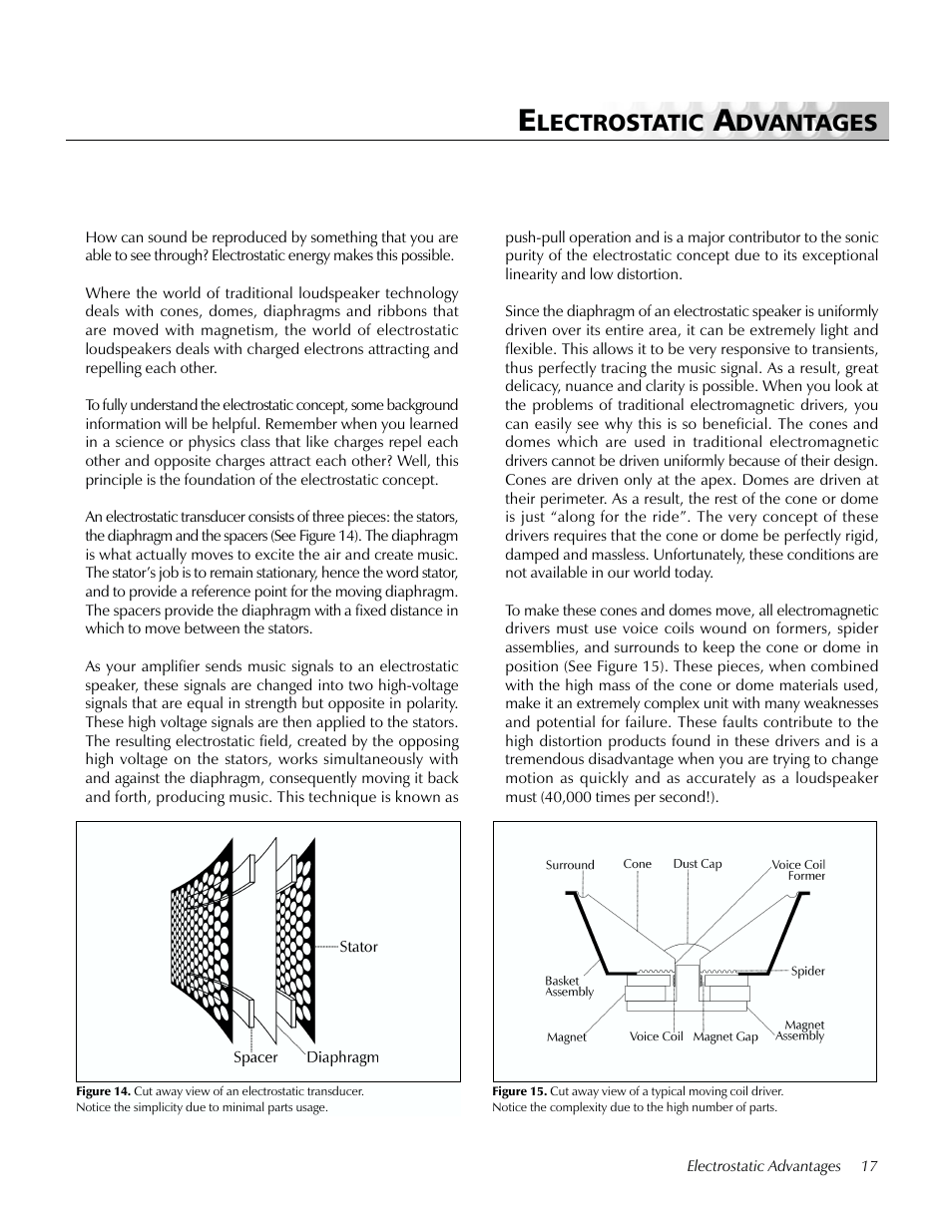 Electrostatic advantages, Lectrostatic, Dvantages | MartinLogan Prodigy User Manual | Page 17 / 28