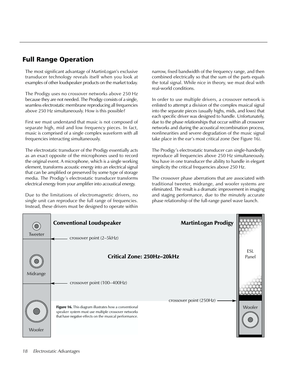 Full range operation | MartinLogan Prodigy User Manual | Page 18 / 28