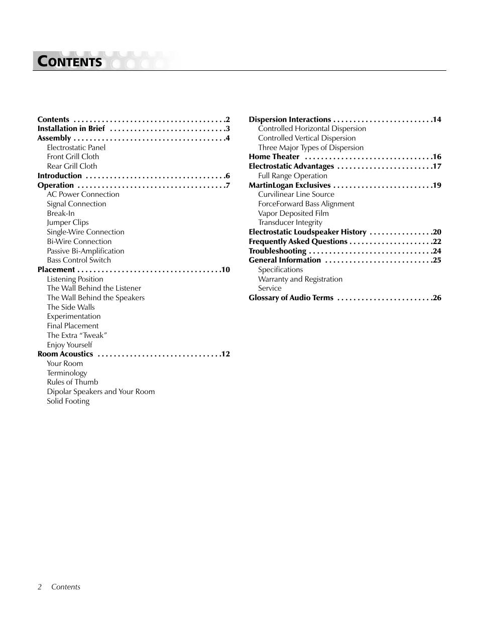 MartinLogan Prodigy User Manual | Page 2 / 28