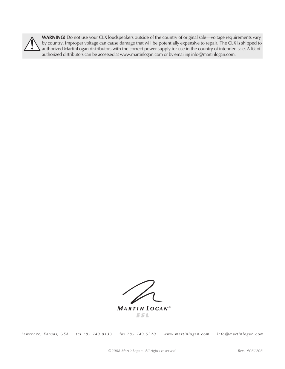 MartinLogan CLX User Manual | Page 28 / 28