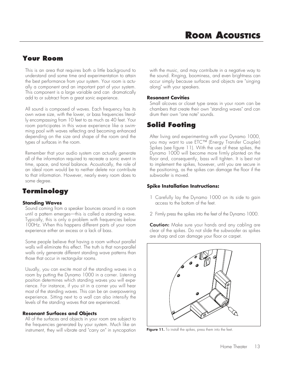 Coustics, Terminology, Solid footing | Your room | MartinLogan 1000 User Manual | Page 13 / 20