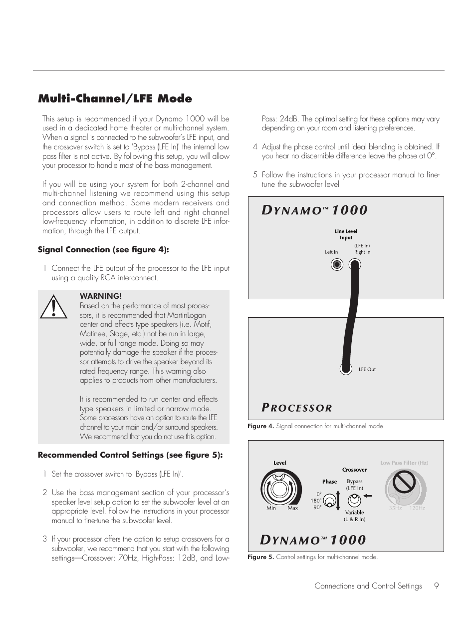 Multi-channel/lfe mode | MartinLogan 1000 User Manual | Page 9 / 20