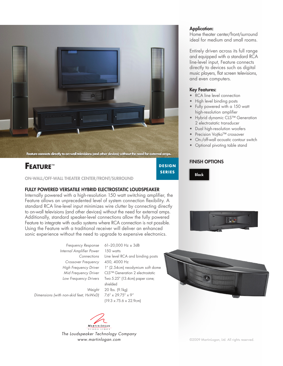 MartinLogan Fully Powered Versatile Hybrid Electrostatic Loudspeaker User Manual | 1 page