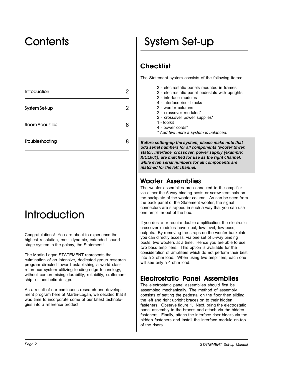 MartinLogan Speaker System User Manual | Page 2 / 8