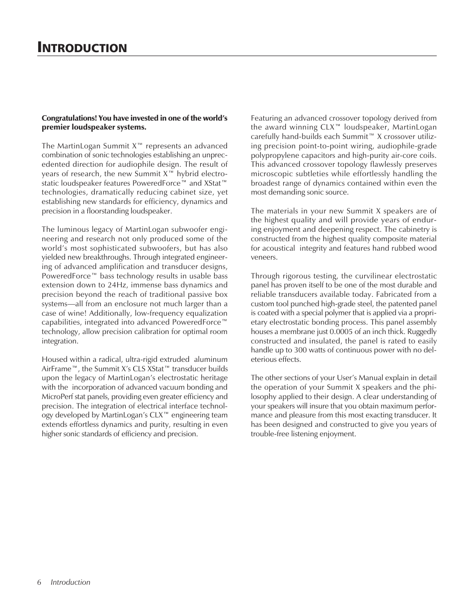 Ntroduction | MartinLogan Xstat Summit X User Manual | Page 6 / 28