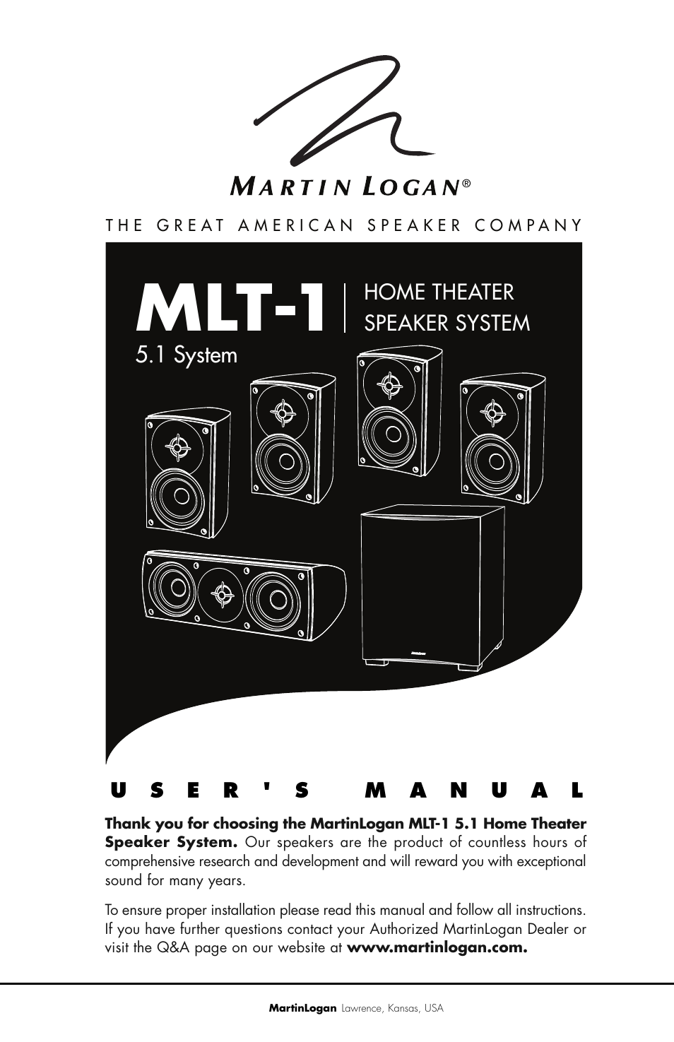 MartinLogan MLT-1 User Manual | 20 pages