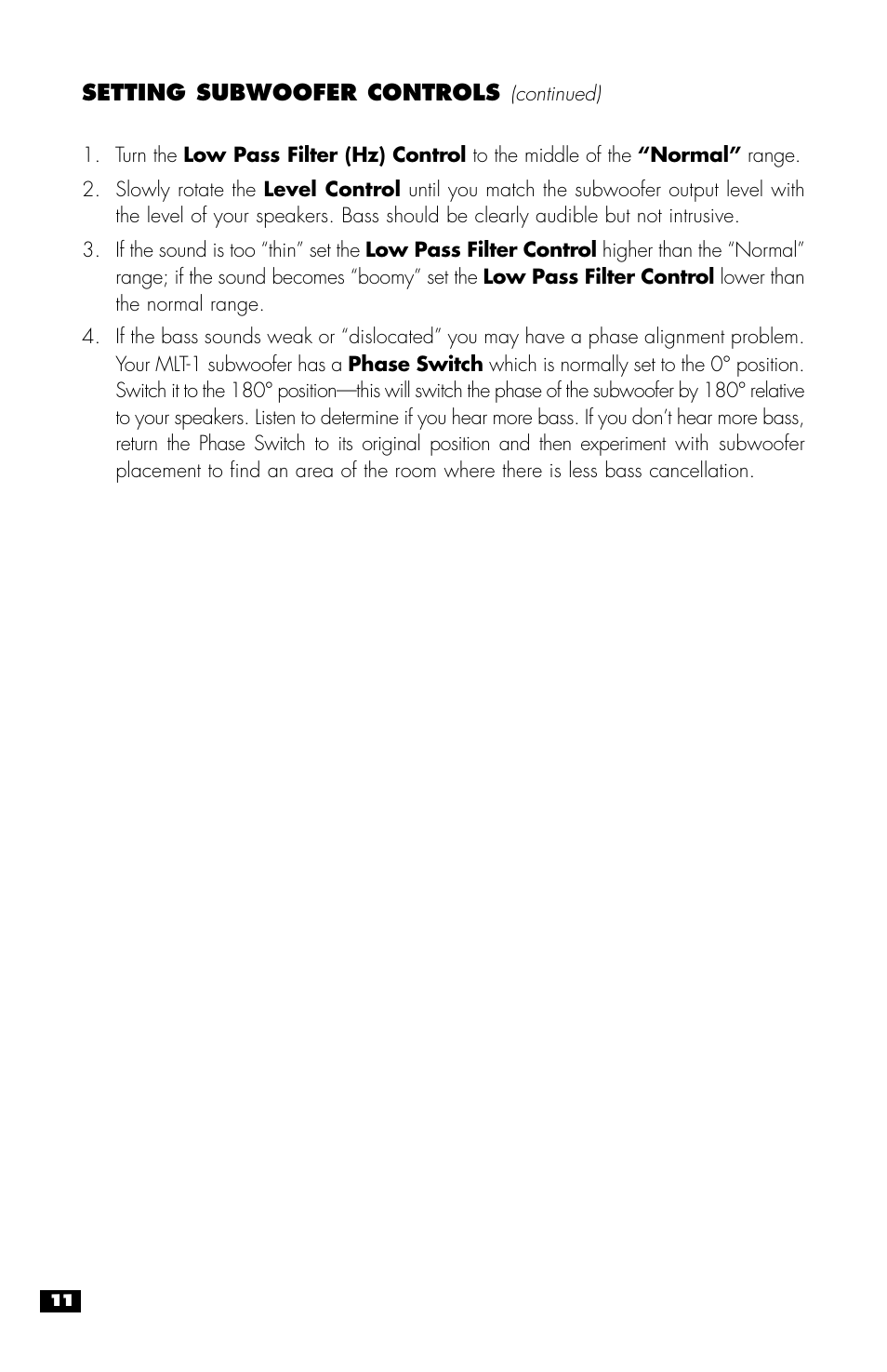 MartinLogan MLT-1 User Manual | Page 12 / 20