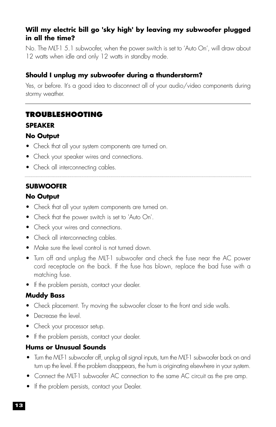 MartinLogan MLT-1 User Manual | Page 14 / 20