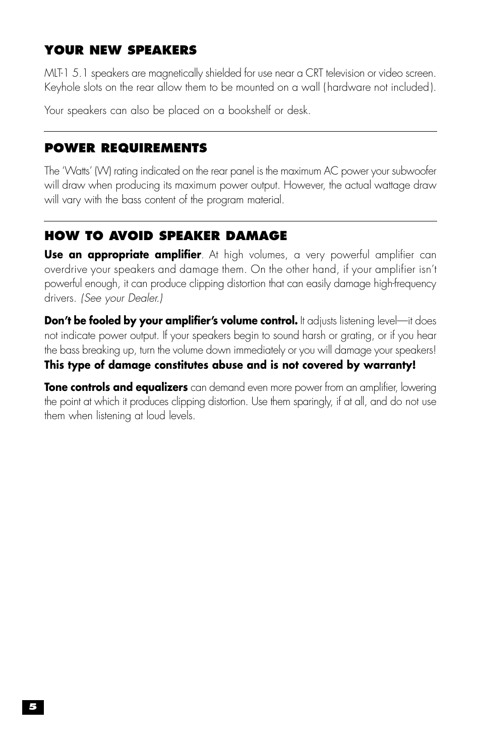MartinLogan MLT-1 User Manual | Page 6 / 20