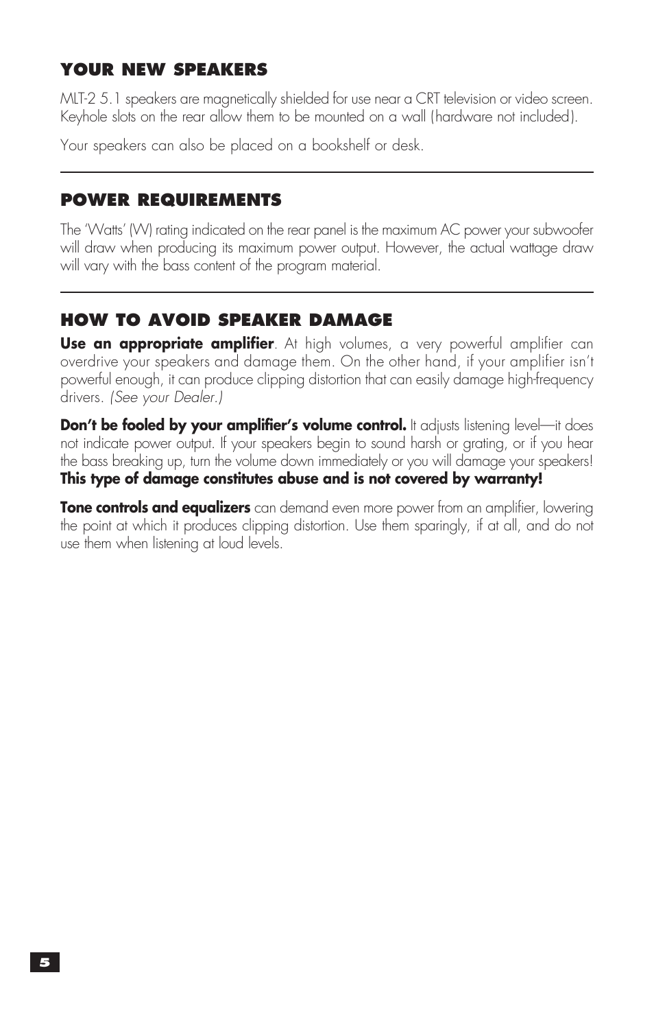 MartinLogan MLT-2 User Manual | Page 6 / 20